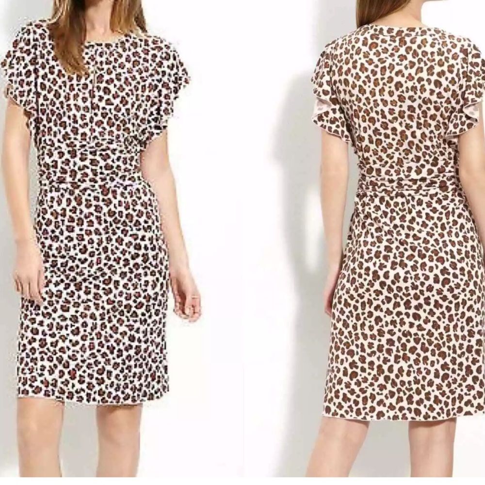 Tory Burch Women's Glady Animal Print Short Flutter Sleeve Dress